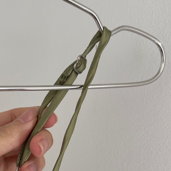 OAK + FORT Cowl Neck Satin Midi Dress in Olive Green - Picture 9 of 12